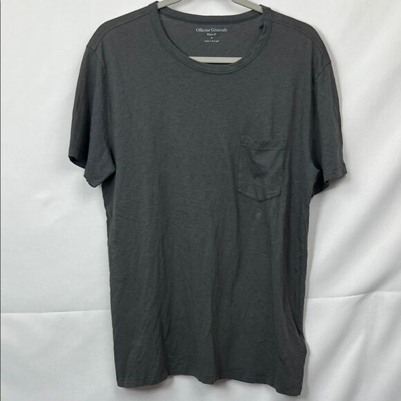 Officine Generale short sleeve charcoal pocket slub T-shirt medium NWT - Picture 5 of 16